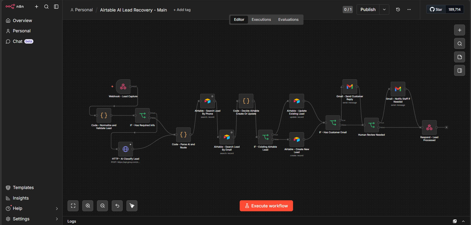 n8n workflow for AI lead recovery